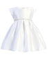 Sweet Kids Baby Girls White Pleated Satin Pocketed Christening Dress 6-24M - SophiasStyle.com